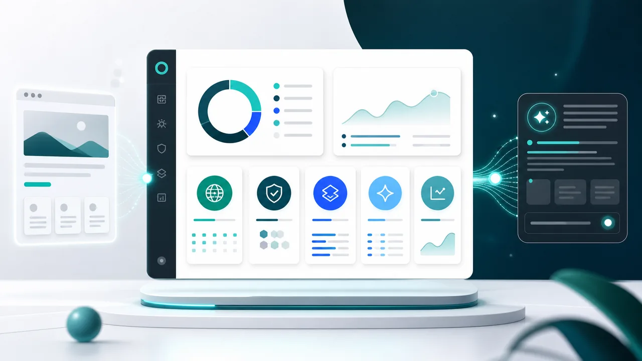 Answer Engine Optimization audit dashboard with crawl, entity, schema, AI citation, and monitoring signal cards