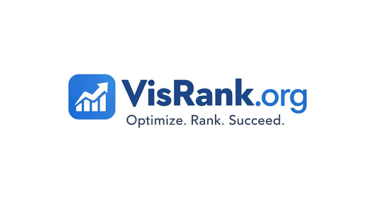 VisRank.org logo with growth chart icon and tagline Optimize Rank Succeed